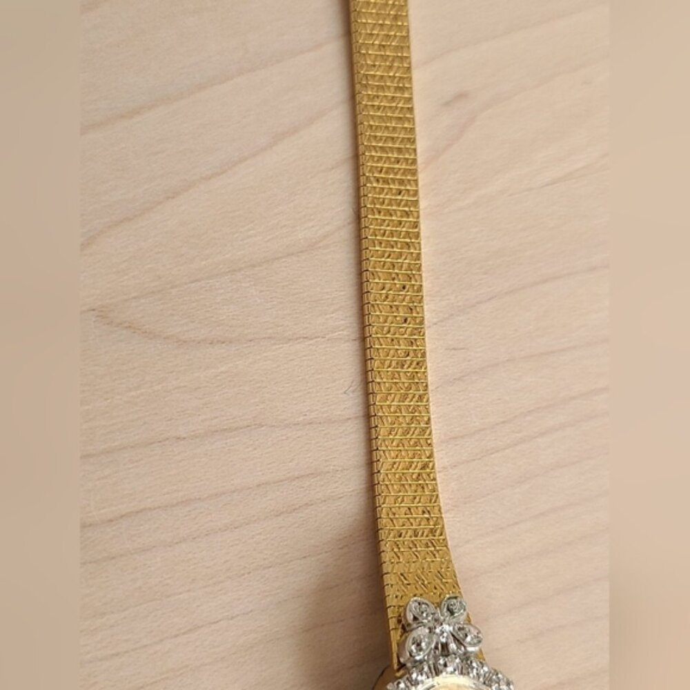 WALTHAM Vintage cocktail gold watch with silver bezel circa 1960s 70s - Picture 13 of 14
